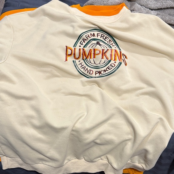 NFINITY Other - NFINITY Cream and Orange Pumpkin Crewneck Sweater